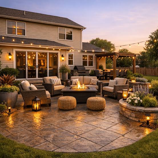 Stamped Concrete Patio Size and Layout Guide for Backyards